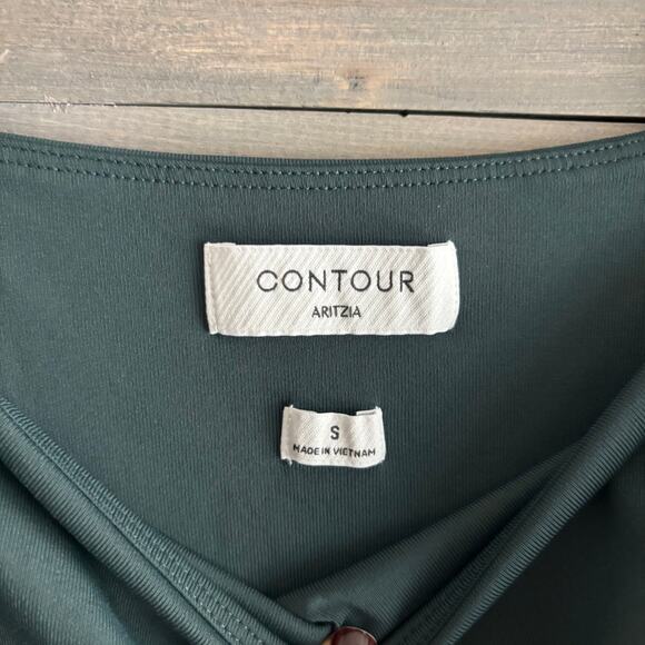 ARITZIA | Square Neck Short Sleeve Body Suit Dark Green Size Small - Picture 3 of 5